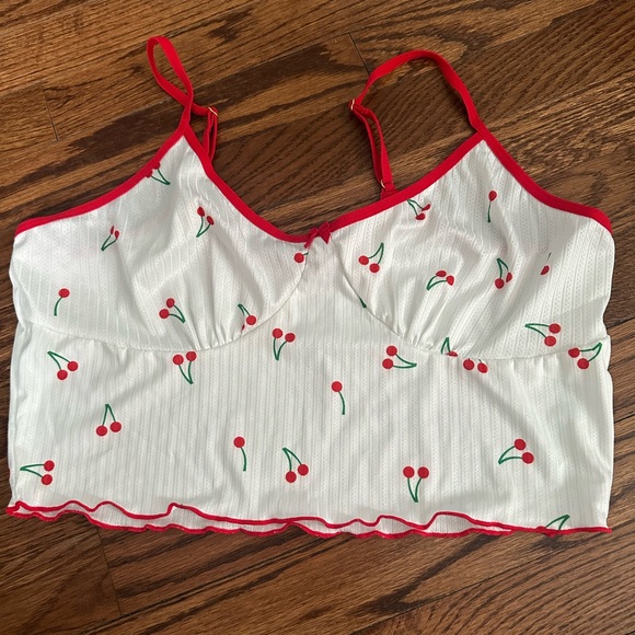 Cherry Print White and Red Sleepwear Set - Picture 4 of 5